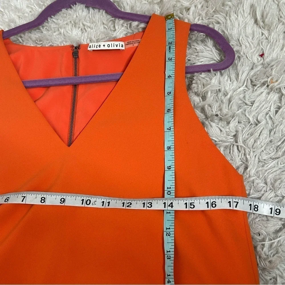 Alice + Olivia Orange V-Neck Shift Dress